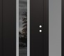 Modern Steel Front Door DIAMOND A1 52" X 80" BLACK/BLACK MIRRORED GLASS PANEL STAINLESS STEEL LHI WITH SIDELITE FROSTED GLASS