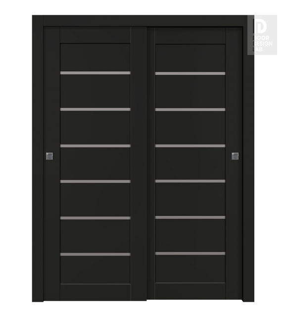 Avon 07-02 Vetro Black Matte Modern Interior Bypass Doors by Belldinni