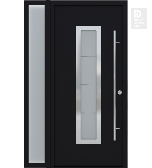MODERN FRONT STEEL DOOR ARGOS BLACK/WHITE 49 1/4" X 81 11/16" LHI + SIDELITE LEFT