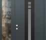 Modern Steel Front Door DIAMOND A4 50" X 96" ANTHRACITE/ANTHRACITE FROSTED GLASS PANEL BLACK RHI WITH SIDELITE AND TRANSOM CLEAR GLASS