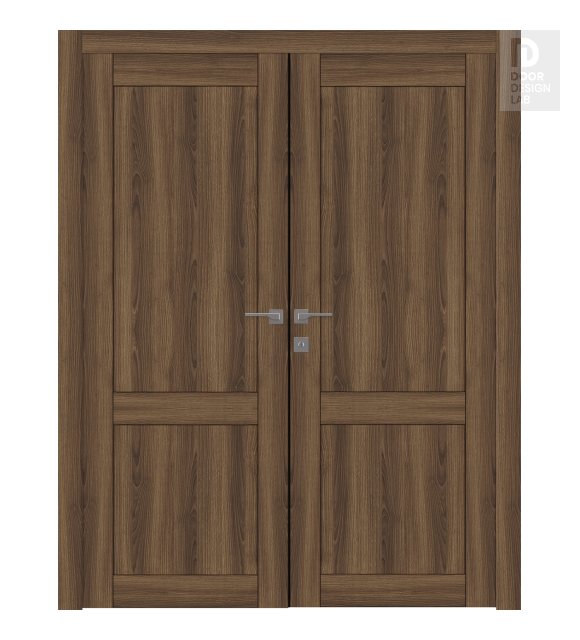 Shaker 2 Panel Pecan Nutwood Modern Interior Double Swing Doors by Belldinni