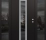 Modern Steel Front Door DIAMOND A1 68" X 80" BLACK/BLACK MIRRORED GLASS PANEL STAINLESS STEEL LHI WITH 2 SIDELITES MIRRORED GLASS