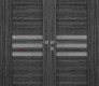 Dome Vetro Gray Oak Modern Interior Double Swing Doors by Belldinni