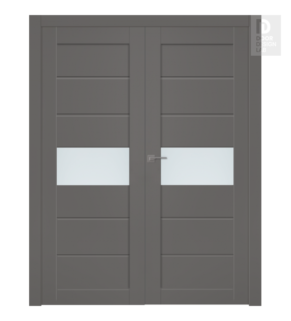 Edna Vetro Gray Matte Modern Interior Double Swing Doors by Belldinni