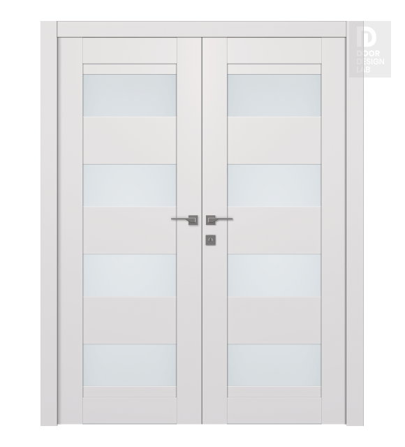 Avon 07-08 Vetro Snow White Modern Interior Double Swing Doors by Belldinni