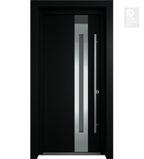 MODERN FRONT STEEL DOOR ZEPHYR BLACK/WHITE 37 7/16" X 81 11/16" LHI + HARDWARE