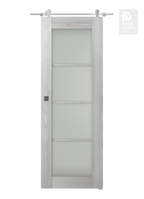 Avon 4 Lite Vetro Ribeira Ash Modern Interior Barn Door by Belldinni