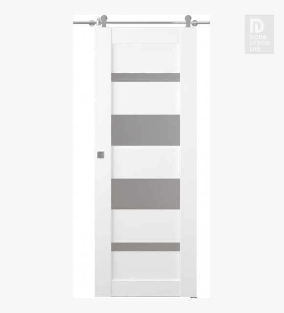 Mirella Vetro Bianco Noble Modern Interior Barn Door by Belldinni