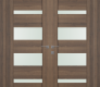 Avon 07-01 Vetro Pecan Nutwood Modern Interior Double Swing Doors by Belldinni
