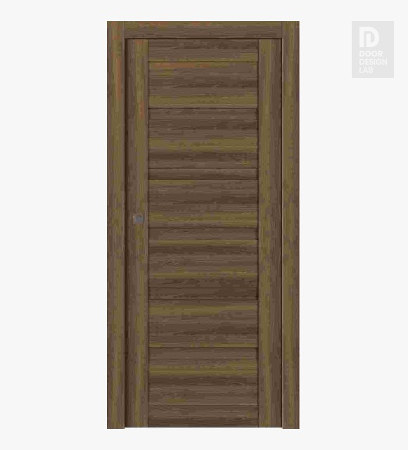 Louver Pecan Nutwood Modern Interior Pocket Door by Belldinni