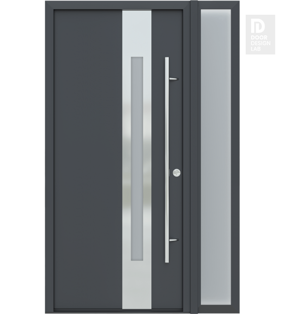 MODERN FRONT STEEL DOOR ZEPHYR ANTRACIT/WHITE 49 1/4" X 81 11/16" LHI + SIDELITE RIGHT