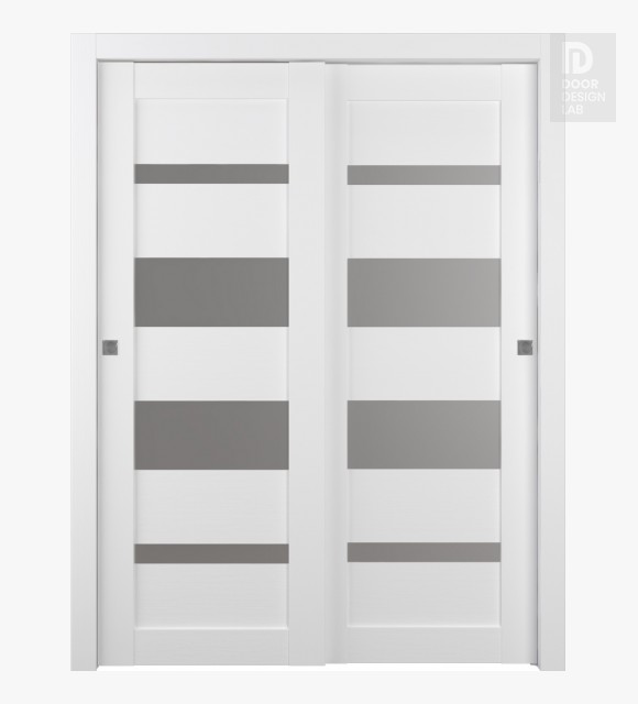 Mirella Vetro Bianco Noble Modern Interior Bypass Doors by Belldinni