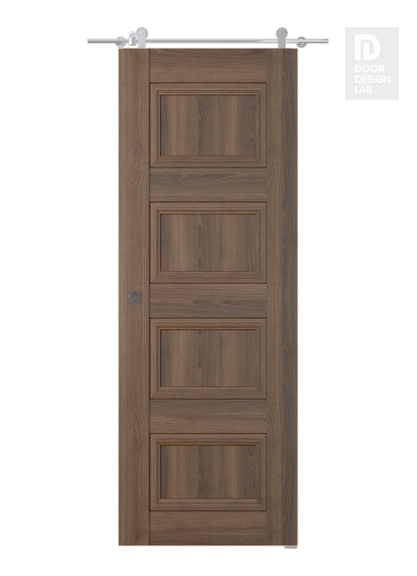 Oxford Duo 07 3R Pecan Nutwood Modern Interior Barn Door by Belldinni