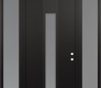 Modern Steel Front Door DIAMOND A1 68" X 96" BLACK/WHITE FROSTED GLASS PANEL BLACK LHI WITH 2 SIDELITES AND TRANSOM FROSTED GLASS