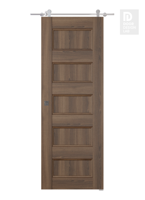 Oxford Uno 07 4R Pecan Nutwood Modern Interior Barn Door by Belldinni