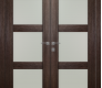 Avon 3 Lite Vetro Veralinga Oak Modern Interior Double Swing Doors by Belldinni