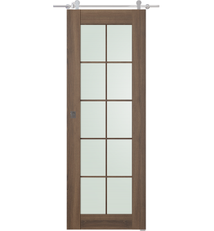 Avon 10 Lite Vetro Pecan Nutwood Barn doors