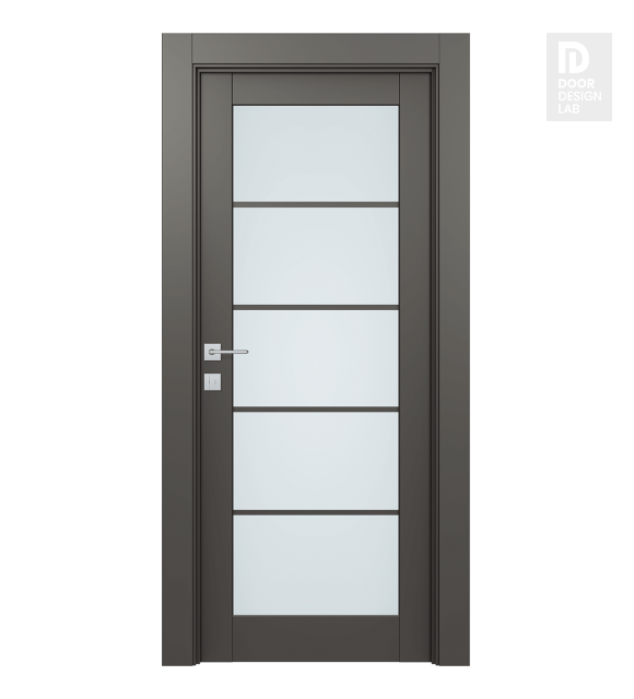 Avon 5 Lite Vetro Gray Matte Modern Interior Door by Belldinni