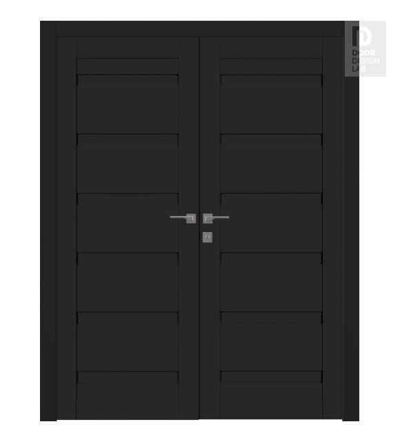 Louver Black Matte Modern Interior Double Swing Doors by Belldinni