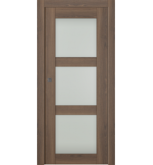 Avon 3 Lite Vetro Pecan Nutwood Pocket doors
