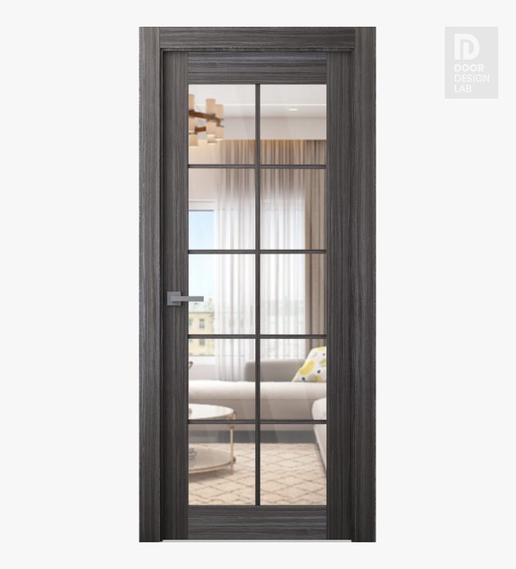 Palladio 10 Lite Clear Vetro Gray Oak Modern Interior Door by Belldinni