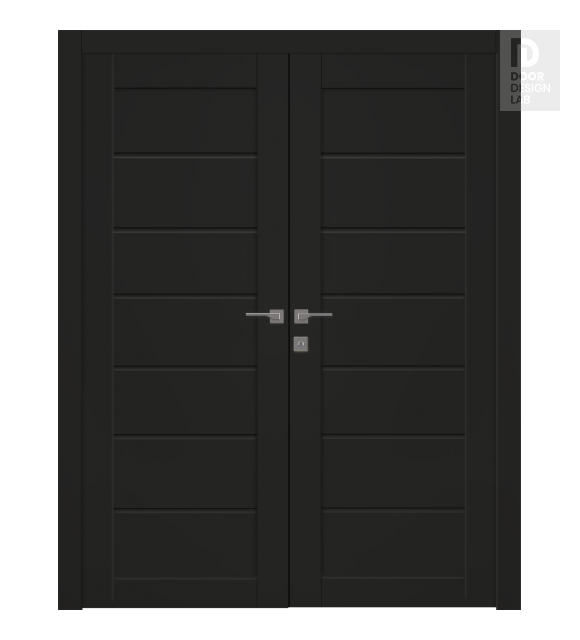 Alda Black Matte Modern Interior Double Swing Doors by Belldinni