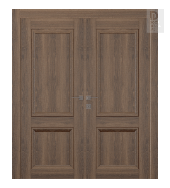 Oxford Duo 07 R Pecan Nutwood Modern Interior Double Swing Doors by Belldinni