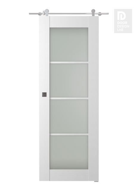 Palladio 4 Lite Vetro Bianco Noble Modern Interior Barn Door by Belldinni