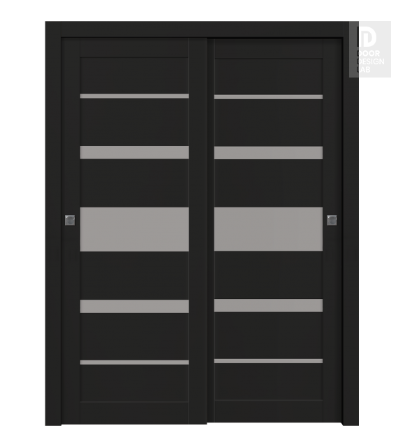 Avon 07-03 Vetro Black Matte Modern Interior Bypass Doors by Belldinni