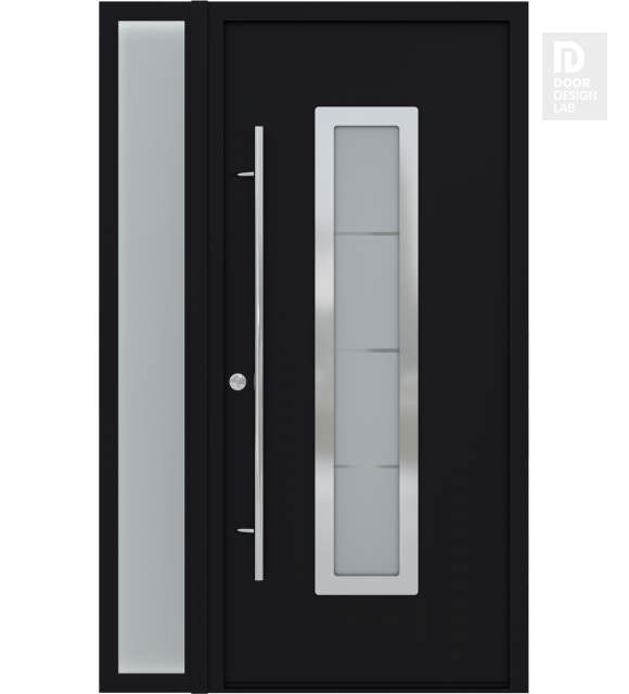 MODERN FRONT STEEL DOOR ARGOS BLACK/WHITE 49 1/4" X 81 11/16" RHI + SIDELITE LEFT