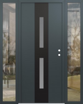 DIAMOND A6 68" X 80" ANTHRACITE/ANTHRACITE FROSTED GLASS PANEL BLACK LHI WITH 2 SIDELITES CLEAR GLASS