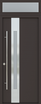 MODERN FRONT STEEL DOOR ZEPHYR BROWN/WHITE 37 7/16" X 95 11/16" RHI + TRANSOM