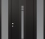 Modern Steel Front Door DIAMOND A4 60" X 96" BLACK/WHITE FROSTED GLASS PANEL BLACK RHI WITH 2 SIDELITES AND TRANSOM FROSTED GLASS
