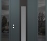 Modern Steel Front Door DIAMOND A1 68" X 96" ANTHRACITE/ANTHRACITE FROSTED GLASS PANEL BLACK RHI WITH 2 SIDELITES AND TRANSOM MIRRORED GLASS