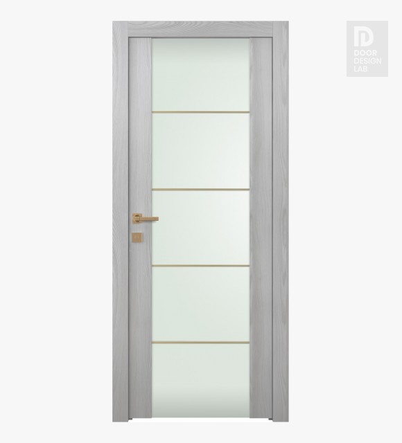 Avon 202 4H Gold Strips Vetro Ribeira Ash Modern Interior Door by Belldinni