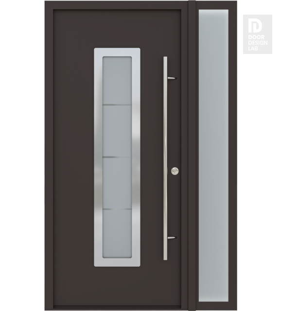MODERN FRONT STEEL DOOR ARGOS BROWN/WHITE 49 1/4" X 81 11/16" LHI + SIDELITE RIGHT