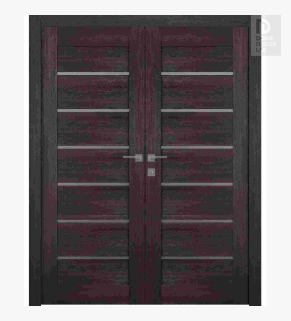 Avon 07-02 Vetro Veralinga Oak Modern Interior Double Swing Doors by Belldinni