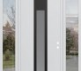 DIAMOND A1 64" X 96" BLACK/WHITE FROSTED GLASS PANEL BLACK RHI WITH 2 SIDELITES AND TRANSOM CLEAR GLASS