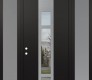 DIAMOND A9 64" X 96" BLACK/BLACK CLEAR GLASS PANEL STAINLESS STEEL LHI WITH 2 SIDELITES AND TRANSOM FROSTED GLASS