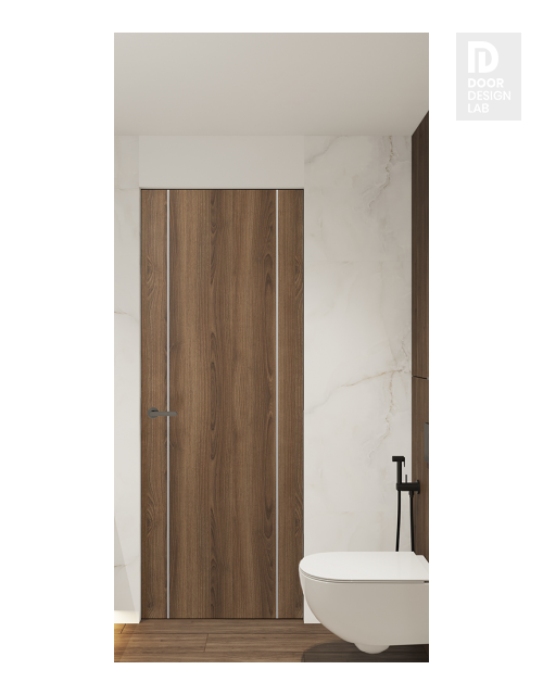 Optima 2U Pecan Nutwood Modern Interior Frameless Door by Belldinni