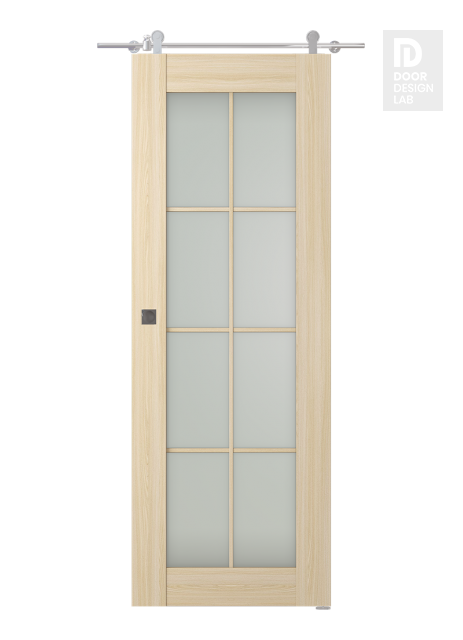 Avon 8 Lite Vetro Loire Ash Modern Interior Barn Door by Belldinni