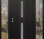 Modern Steel Front Door DIAMOND A6 64" X 80" BLACK/WHITE FROSTED GLASS PANEL BLACK RHI WITH 2 SIDELITES CLEAR GLASS