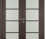 Avon 4 Lite Vetro Veralinga Oak Modern Interior Double Swing Doors by Belldinni