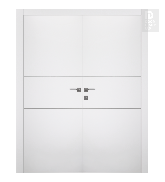 Optima 2H Snow White Modern Interior Double Swing Doors by Belldinni