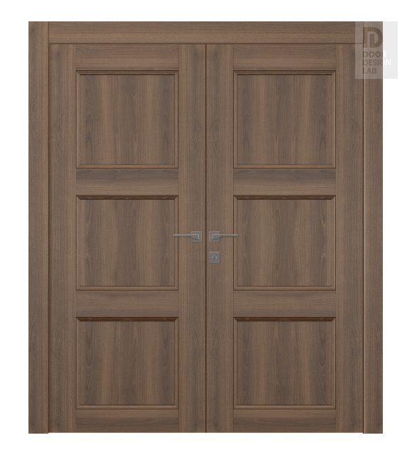 Oxford Uno 07 2Rn Pecan Nutwood Modern Interior Double Swing Doors by Belldinni