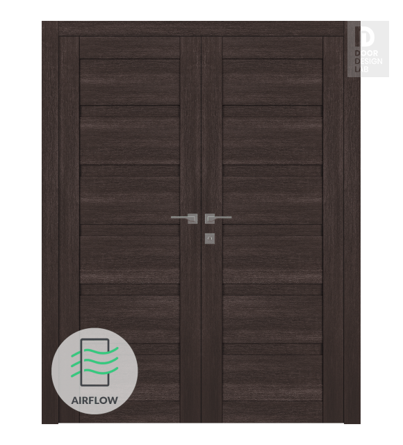 Louver Veralinga Oak Modern Interior Double Swing Doors by Belldinni