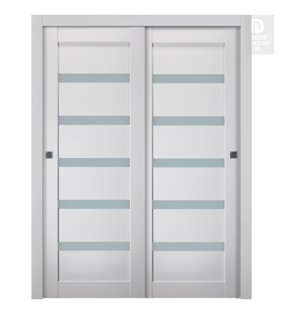 Leora Vetro Bianco Noble Modern Interior Bypass Doors by Belldinni