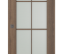 Avon 8 Lite Vetro Pecan Nutwood Modern Interior Barn Door by Belldinni