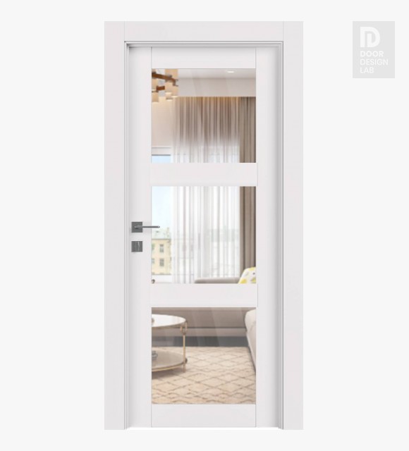 Smart Pro 3 Lite Clear Vetro Polar White Modern Interior Door by Belldinni
