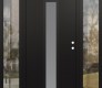 Modern Steel Front Door DIAMOND A1 64" X 80" BLACK/WHITE FROSTED GLASS PANEL BLACK LHI WITH 2 SIDELITES CLEAR GLASS
